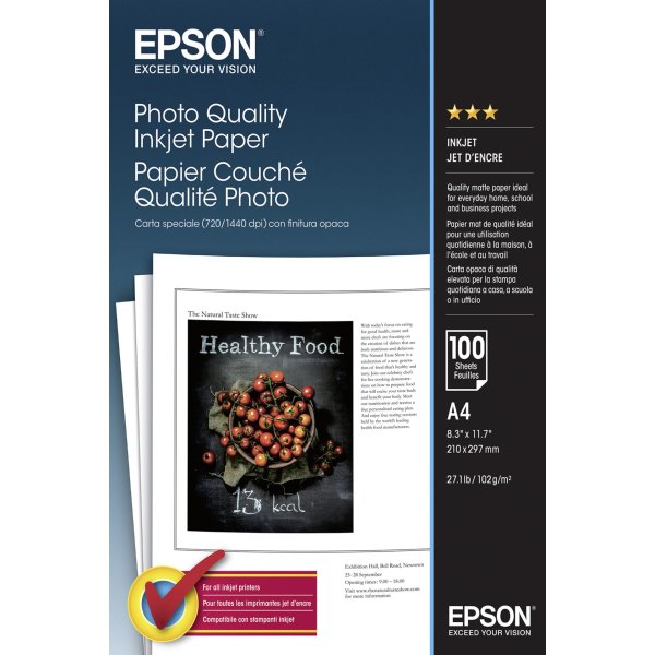 Epson Photo Quality Inkjet Paper A 4, 100 Blatt, 102 g   S 041061