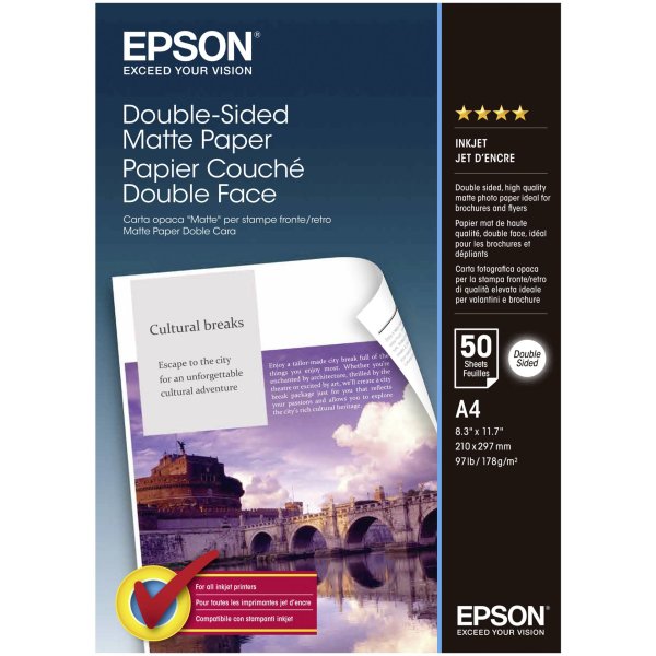 Epson Double Side Matte Paper A 4, 50 Blatt, 178 g    S 041569