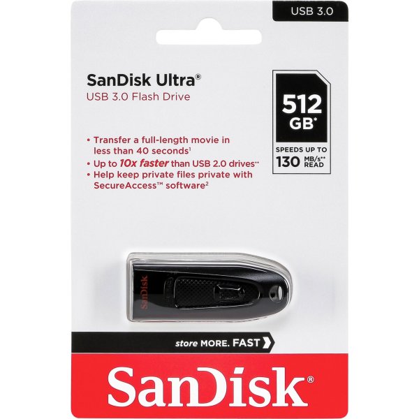 SanDisk Ultra USB 3.0      512GB up to 130MB/s    SDCZ48-512G-G46
